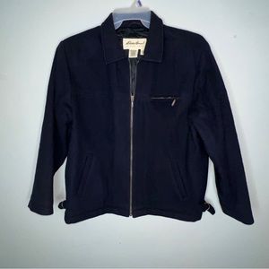 Eddie Bauer Navy Blue Zip Up Wool Coat Women’s